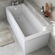Bathroom Single Ended 1700x700mm Square Bath Side End Panel Acrylic White Modern