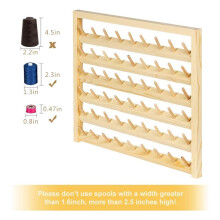 54 Spool Sewing Thread Stand, Wall Mount Sewing Thread Stand with Hook, Wooden Embroidery Organizer for Sewing