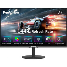 FeuVision 27 Inch Gmaing Monitor 144Hz, FHD 1080p Computer Monitor, IPS | Adaptive Sync, 110% sRGB, 1ms, 3-Sided Frameless, Ultra Slim