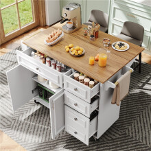 (White, MDF) Multifunctional Dining Island – 11045-75x92cm