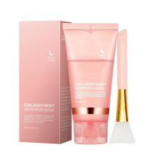 (pink) Collagen Night Wrapping Mask, Hydrating & Firming, Brightening & Moisturizing, Portable Sleep Mask, 30 Sheets