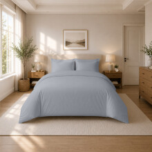 (Double (200x200cm), Silver) Luxury Dyed Duvet Cover Set | 100% Soft Microfiber Bedding | Matching Pillowcases Included