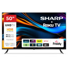 SHARP 50 Inch TV 4K Ultra HD Roku Smart TV with Freely 50HJ4225K 3 HDMI Inputs