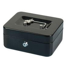 MONEY BOX TIN 6" STEEL METAL CASH SAFE SECURITY PETTY TIN WITH LOCK 2 KEYS BLACK