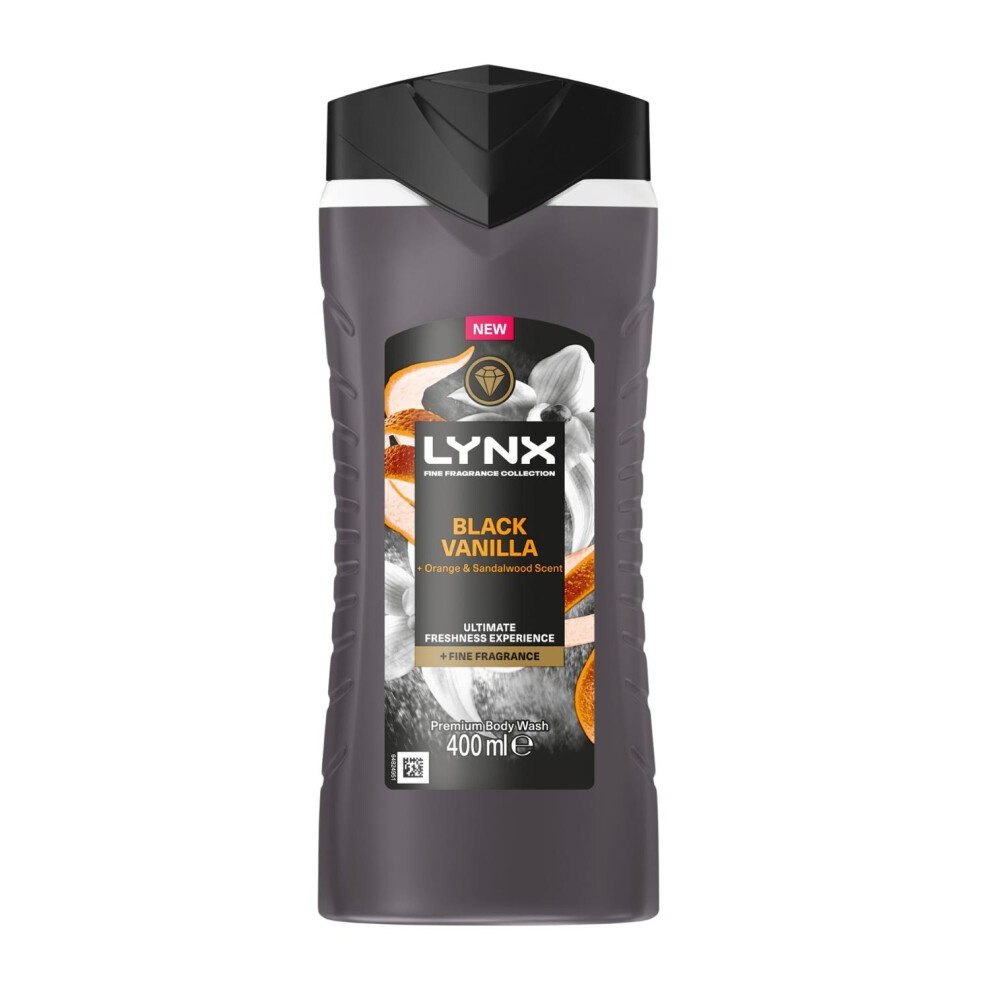 Lynx Black Vanilla Body Wash 400Ml, 12H Premium Shower Gel