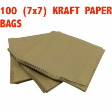 100 PAPER BAGS STRUNG BROWN KRAFT FOOD SANDWICH TAKEAWAY GROCERY BAG 7 x 7