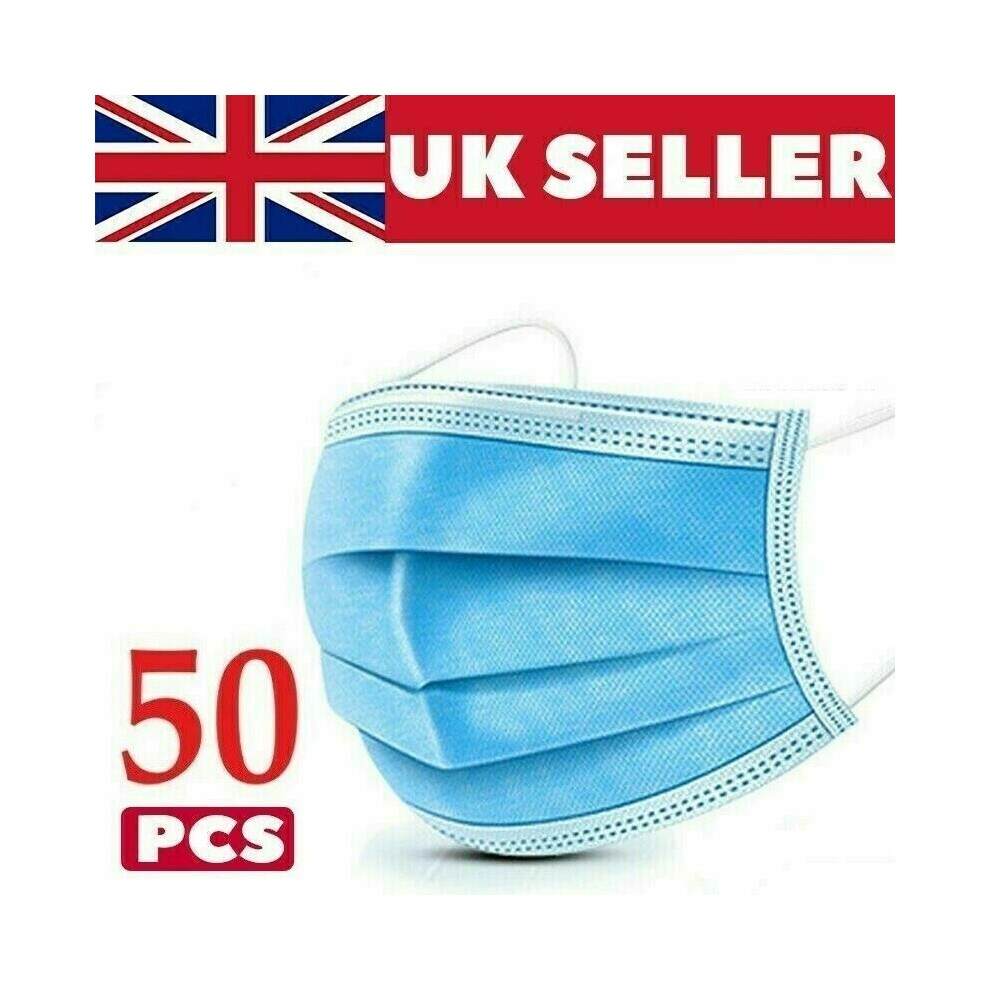 Photos - Medical Mask / Respirator Face Mask Protective Covering Mouth Nose Masks UK x 50 Face Masks