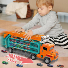 Transport Truck Car Toy Folding Track Car Toy with 6 Race Car For Kids Gift