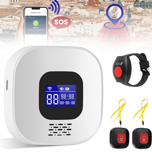 Smart Wireless SOS Pager System Caregiver Call Button Emergency Alert Watch