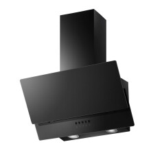 electriQ 60 cm Angled Chimney Cooker Hood – Black Glass, Touch Control, 460 m³/h