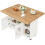 (White, MDF) White Kitchen Island with Wood Grain 11