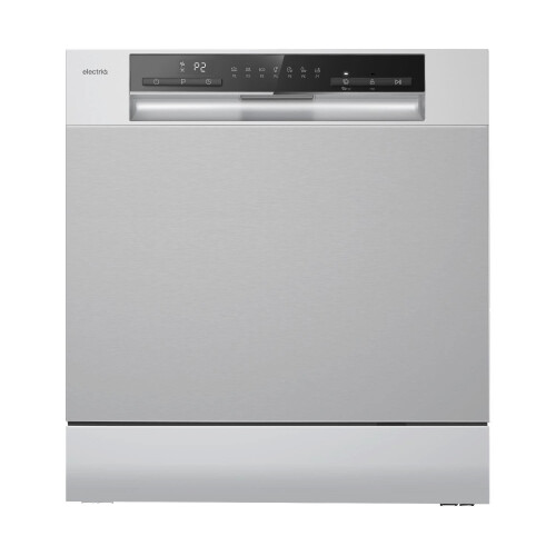 electriQ Table Top Dishwasher 8 Place Setting Auto Open Drying Quick Wash Silver