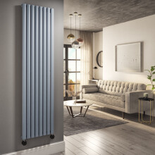 Light Grey Electric Vertical Smart Radiator 2.4kW with Wifi - H1800xW472mm