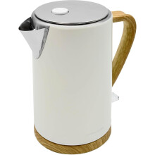 Fast Boil Kettle Quiet Electric Kettle Cream Design with Wooden Base & Trim
