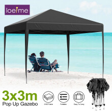3X3M Heavy Duty Pop-up Gazebo Outdoor Garden Canopy Party Tent Adjustable -Grey