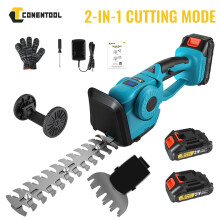 CONENTOOL 2in1 Cordless Hedge Trimmer Grass Shear 21V Blue Bush Cutter 22.0Ah