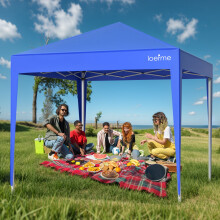 LOEFME 2.5m 2.5m Pop Up Gazebo Heavy Duty UPF50+ Waterproof Canopy Blue W/ Bag