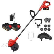 21V Cordless Grass Strimmer 2xBatteries Electric Weed Trimmer Tree Brush Cutter
