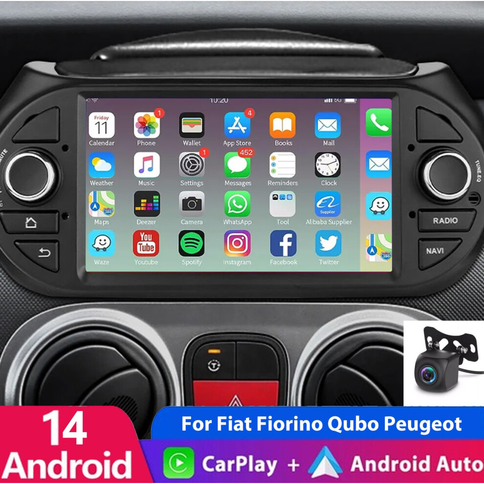 Photos - Other for Computer 4+64G Car Stereo Android14 GPS Sat Nav Carplay For Fiat Fiorino Citroën Qubo CAM