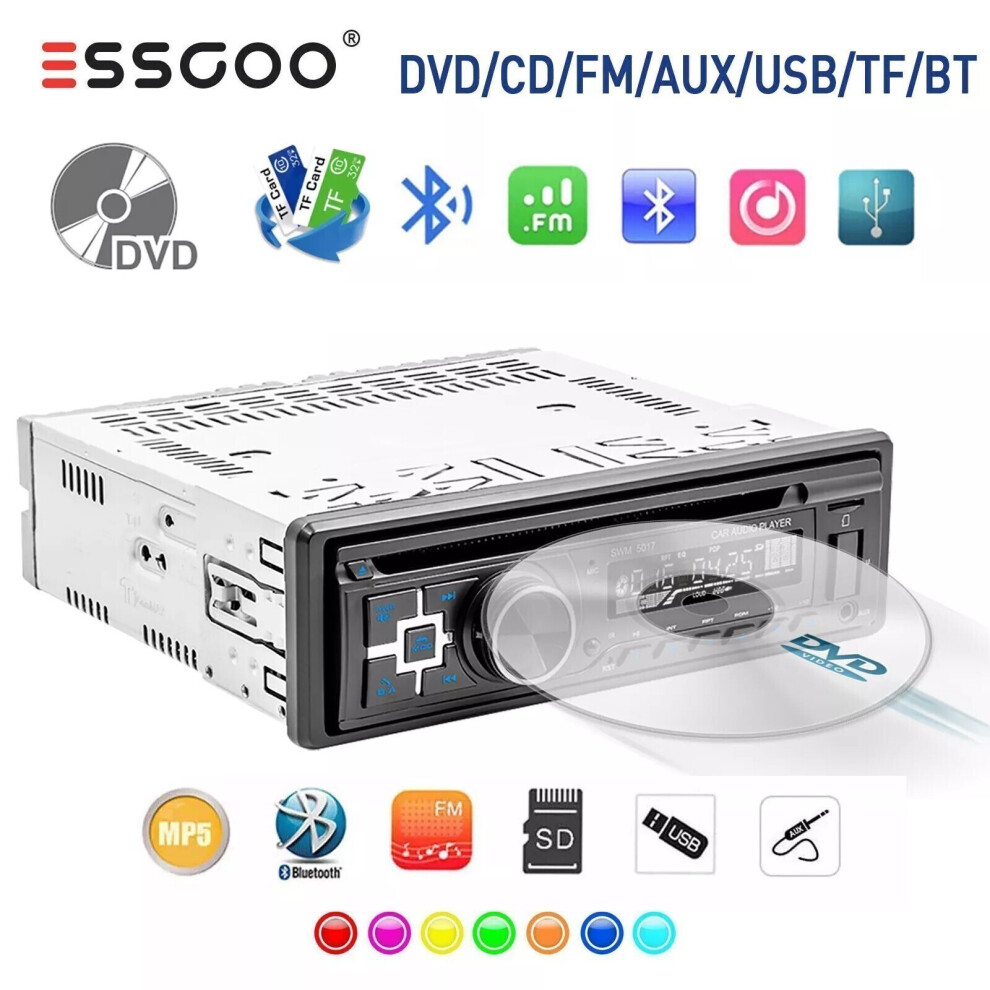 Photos - MP3 Player Single 1 DIN Car Radio Stereo CD DVD Player BT Hands Free AUX USB FM