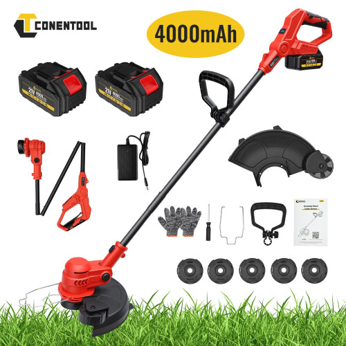 2 Battery 21V Cordless Strimmer Grass Trimmer String Edger Garden Weed Cutter UK
