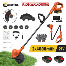 CONENTOOL 21V Cordless Garden Grass Trimmer Telescopic Lawn Edge Cutter Strimmer