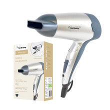 Compact Travel Hair Dryer Small 1200W Dual Voltage with Folding Handle - Silver