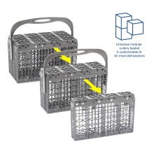 3 in 1 Universal Slimline & Full Size Dishwasher Cutlery Basket Caddy 22cmx23cm