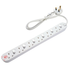 Extension Lead Surge Protected with Individual Switches - 6 Gang 2m - Masterplug