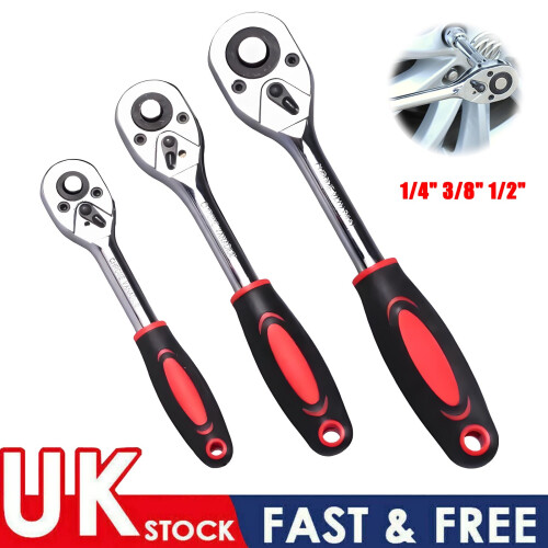 3X Quick Release Reversible Ratchet Wrench Handle 1/4 3/8 1/2 Inch Socket Drive