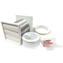 Tumble Dryer Wall Vent Kit with Flexiduct Hose & White Grille - Universal 100mm