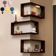 3PCS/Set Wood Corner Shelves Book Shelves Storage Wood Display Bookcase School