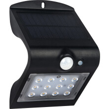Solar PIR Wall Light LED Motion Sensor Photocell Security Outdoor Black Fitting