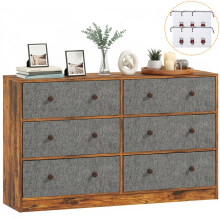 Modern Chest of Drawers, 6 Drawer Dresser for Bedroom, Grey and Rustic Brown UK