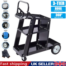 Welding Cart 3 Tier Trolley Chains Plasma Cutter Mig Arc Tig Welder 80kg Storage