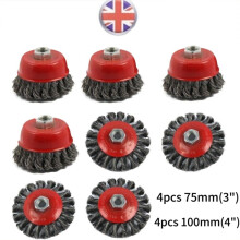 8Pcs Twist Knot Semi Flat Wire Wheel Cup Brush Set For Angle Grinder M14 New UK