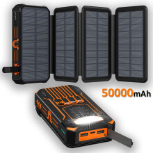 4 Panel Solar Power Bank Pack 50000mAh 2 USB LED Battery Fast Charger For Phone