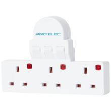 Plug In 3 Way Adaptor - Converts to 3 Switched Electric Plug Sockets with Neons