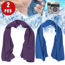 2X Instant Cooling Towel Ice Towel Neck Wrap For Sports Jogging Gym Blue&Purple