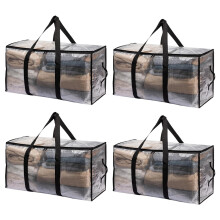 6PCS Clear Zipped Moving Storage Bags Clothes Bedding Laundry Toy Organization