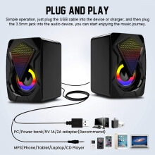 Portable For PC Laptop Computer Desktop USB Black Stereo Speakers System 3W*2