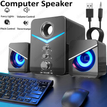Wired Computer Speakers System Stereo Bass Subwoofer LED For Desktop Laptop PC