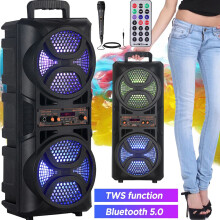 3000W Portable Bluetooth Speaker 6.5" Woofer Heavy Bass Sound System Party +Mic