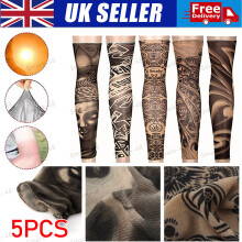 5Pcs Temporary Tattoo Sleeve Tribal Nylon Spandex Stocking Arm Mens Womens Kids