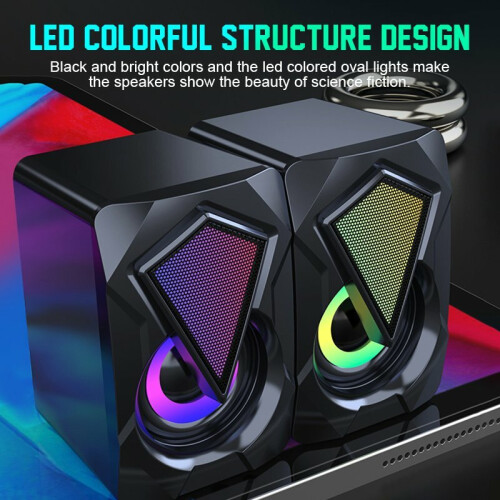 Surround Sound System LED Speakers Gaming Bass USB Wired for Desktop Computer PC