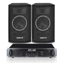 2x Vonyx 6"" Portable DJ PA Speakers + Amplifier + Cables 500 Watt UK Stock