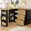 (Black) Extendable Bar Table 138-204x39x104cm Rotating 2