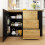 (Black) Extendable Bar Table 138-204x39x104cm Rotating 4
