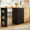 (Black) Extendable Bar Table 138-204x39x104cm Rotating 5