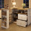 (White, MDF) White Rotating Sideboard – 2 Drawers, Open Storage 6